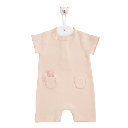 Macacão de Bebê Feminino Curto Dadinhos Urso - ROSA BEBE
