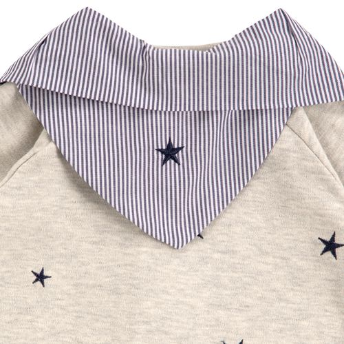 Macacão de Bebê Masculino Longo Suedine Bordado Estrelas - CRU