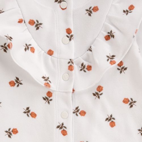 Macacão de Bebê Feminino Longo Algodão Egípcio com Babados - BRANCO