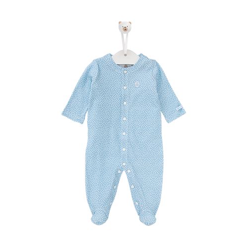 Macacão de Bebê Masculino Longo Algodão Egípcio Poá - AZUL BEBE