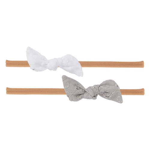 Kit com Faixas de Cabelo Bebê Laço Laise - BRANCO/KAKI