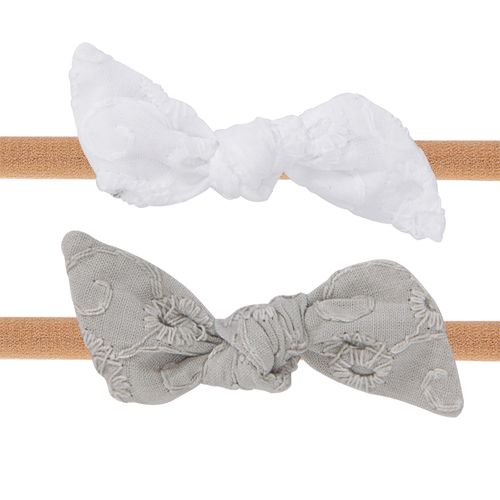 Kit com Faixas de Cabelo Bebê Laço Laise - BRANCO/KAKI