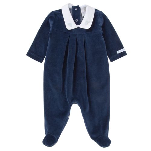Macacão de Bebê Masculino Longo de Plush Bordado Fusca - AZUL MARINHO
