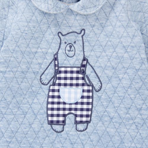 Macacão de Bebê Masculino Longo Urso Jardineira - AZUL JEANS