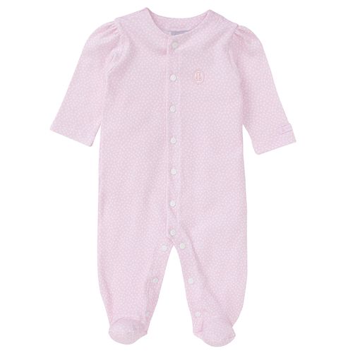 Macacão de Bebê Feminino Longo Algodão Egípcio Poá - ROSA BEBE