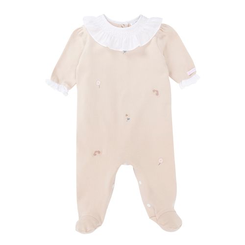 Macacão de Bebê Feminino Longo Algodão Egípcio Bordado - CRU