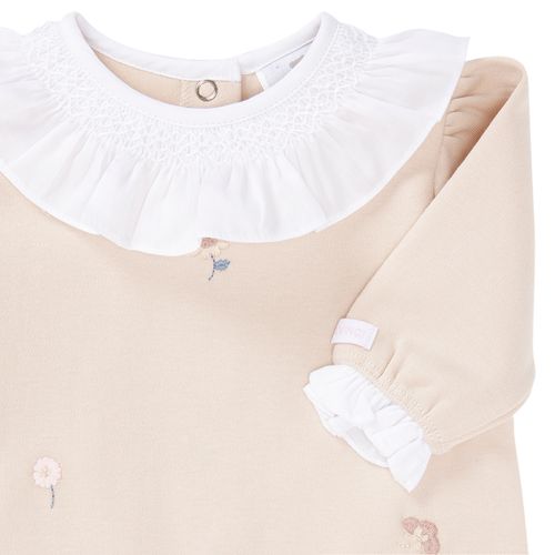 Macacão de Bebê Feminino Longo Algodão Egípcio Bordado - CRU