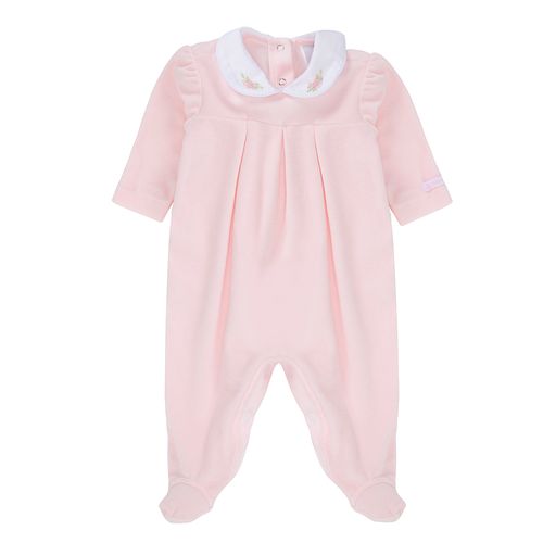 Macacão de Bebê Feminino Longo Plush com Bordado - ROSA