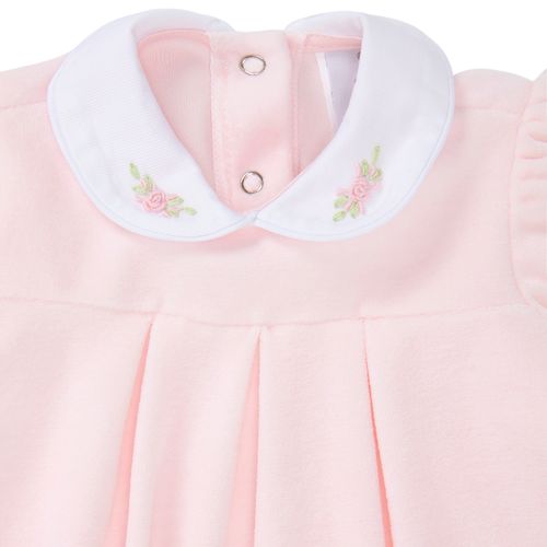 Macacão de Bebê Feminino Longo Plush com Bordado - ROSA
