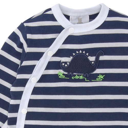 Macacão de Bebê Masculino Longo com Bordado Dinossauro - AZUL MARINHO