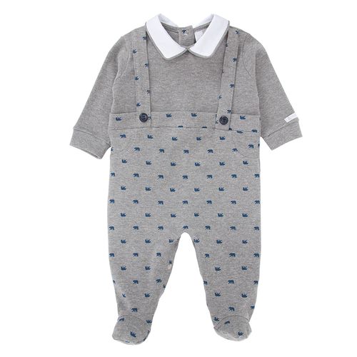 Macacão de Bebê Masculino Longo com Suspensório - CINZA