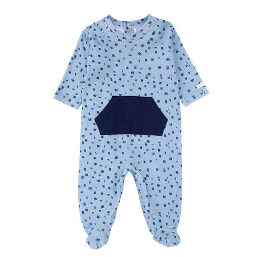 Macacão de Bebê Masculino Longo Algodão Egípcio Tracinhos - AZUL