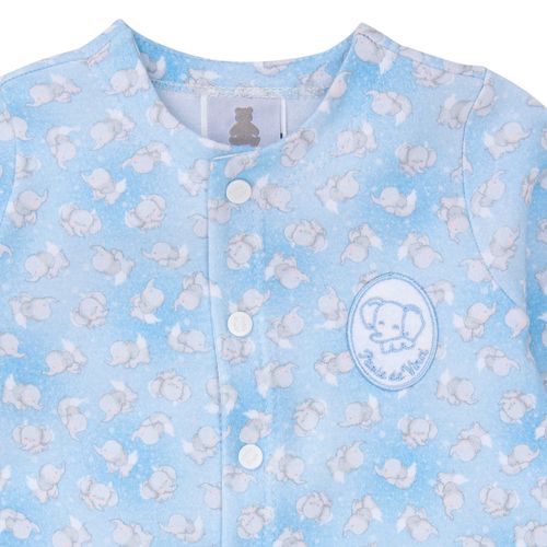 Macacão de Bebê Masculino Longo Algodão Egípcio Elefante - AZUL BEBE
