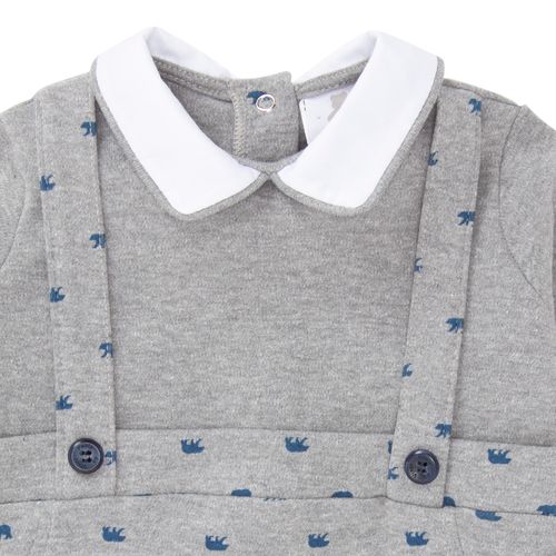 Macacão de Bebê Masculino Longo com Suspensório - CINZA