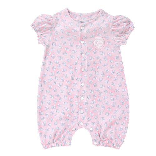 Macacão de Bebê Feminino Curto Algodão Egípcio Elefante - ROSA