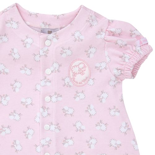 Macacão de Bebê Feminino Curto Algodão Egípcio Ovelha - ROSA