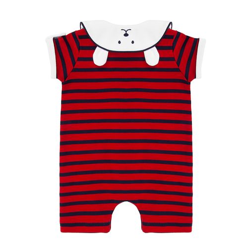 Macacão de Bebê Masculino Curto Gola Urso - VERMELHO
