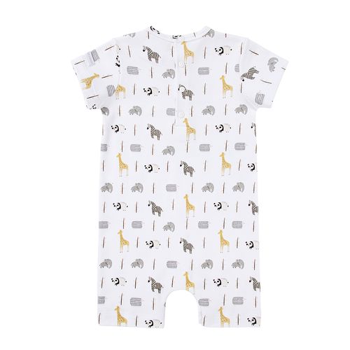 Macacão de Bebê Masculino Curto Algodão Egípcio Safári - BRANCO