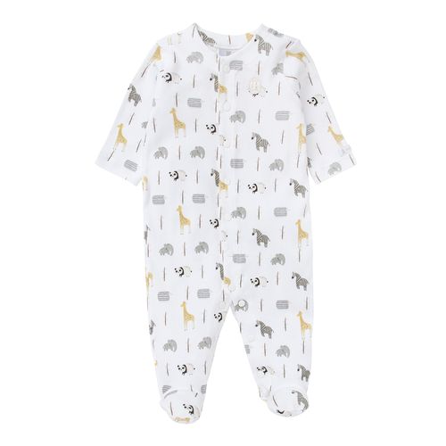 Macacão de Bebê Masculino Longo Algodão Egípcio Safári - BRANCO