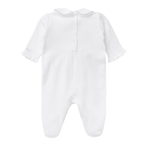 Macacão de Bebê Feminino Longo Ponto Smock - BRANCO