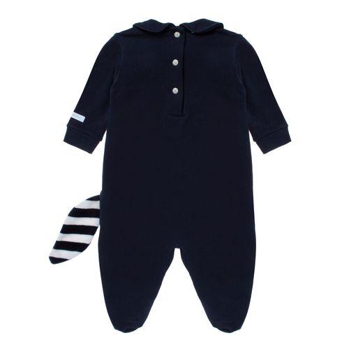 Macacão de Bebê Masculino Longo Bordado Guaxinim - AZUL MARINHO