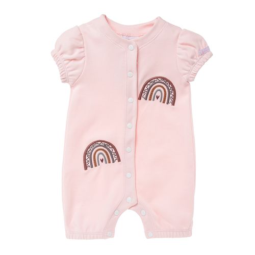 Macacão de Bebê Feminino Curto Algodão Egípcio Arco Íris - ROSA