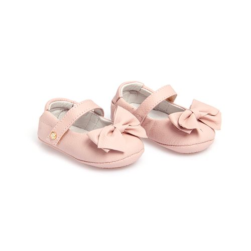 Sapato Boneca de Bebê Feminino Couro Laço - ROSA