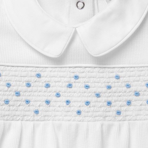 Macacão de Bebê Masculino Longo Ponto Smock - BRANCO