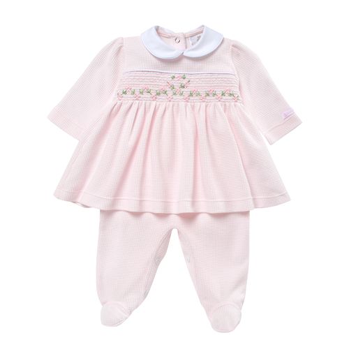Macacão Vestido de Bebê Feminino Longo Favos - ROSA