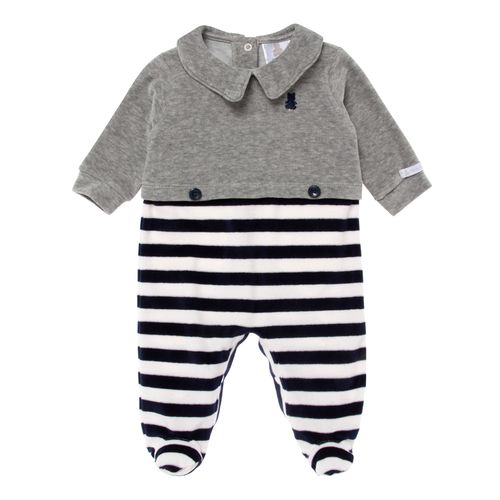 Macacão de Bebê Masculino Longo Plush - AZUL MARINHO