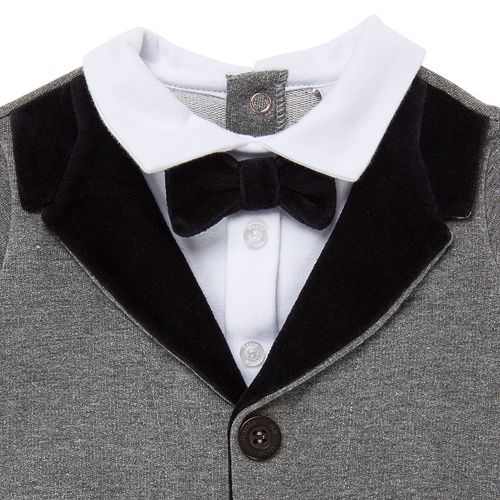 Macacão de Bebê Masculino Longo Fleece Mescla - CINZA