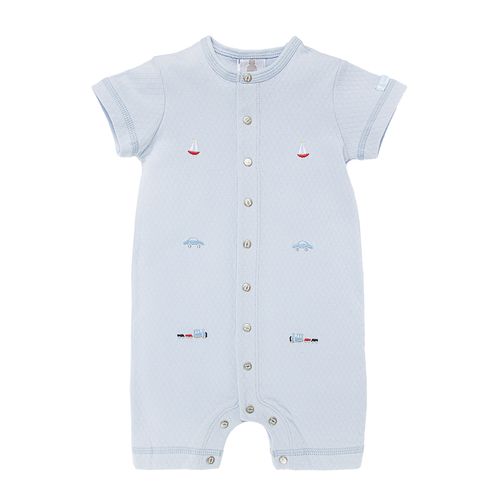 Macacão de Bebê Masculino Curto Transportes - AZUL BEBE