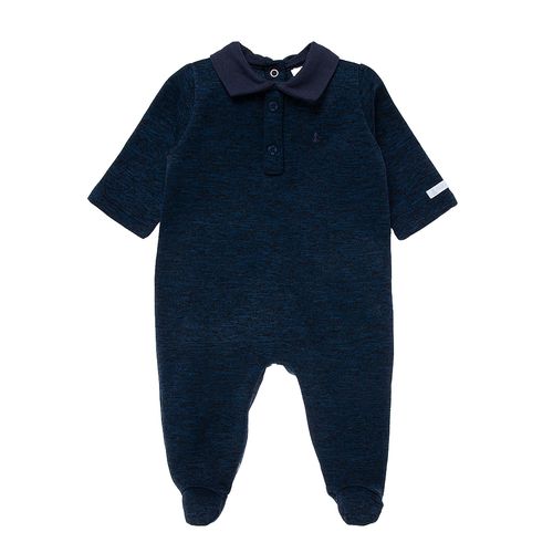 Macacão Polo de Bebê Masculino Longo Fleece - AZUL MARINHO