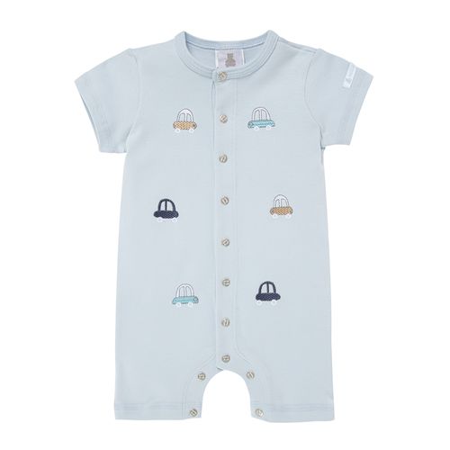 Macacão de Bebê Masculino Curto Algodão Egípcio Carros - AZUL BEBE