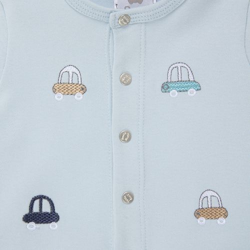 Macacão de Bebê Masculino Curto Algodão Egípcio Carros - AZUL BEBE