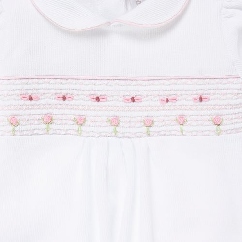 Macacão de Bebê Feminino Ponto Smock - BRANCO