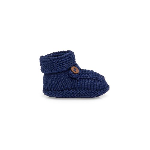 Sapatinho de Tricot com Botão - AZUL MARINHO
