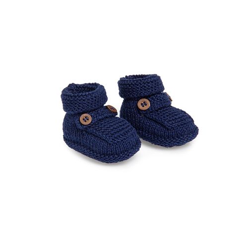 Sapatinho de Tricot com Botão - AZUL MARINHO