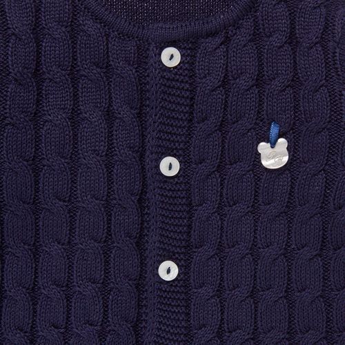 Saída de Maternidade Masculina Tricot Casaco e Jardineira - AZUL MARINHO