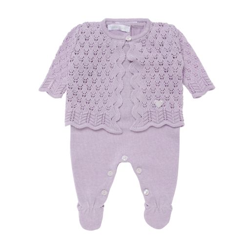 Saída de Maternidade Feminina com Manta Tricot Zig Zag - LILAS