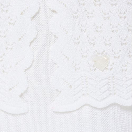 Saída de Maternidade Feminina com Manta Tricot Zig Zag - BRANCO