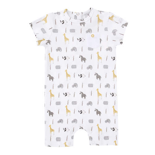 Macacão de Bebê Masculino Curto Algodão Egípcio Safári - BRANCO