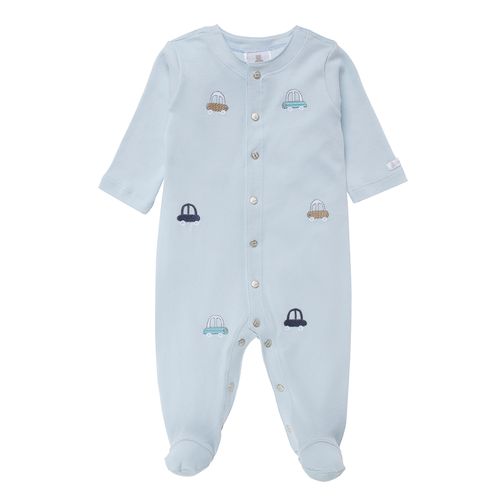 Macacão de Bebê Masculino Longo Algodão Egípcio Carros - AZUL BEBE