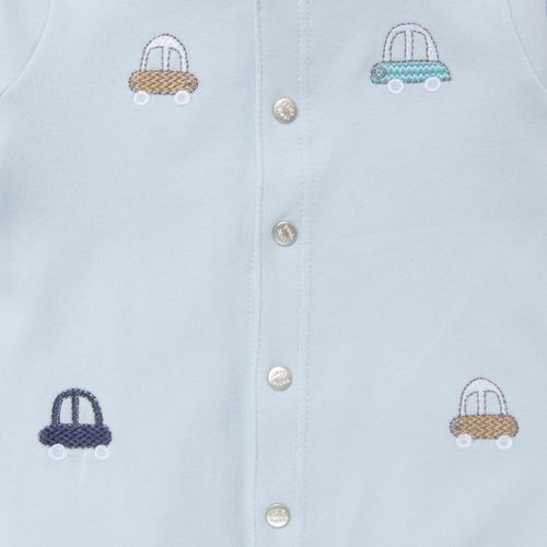 Macacão de Bebê Masculino Longo Algodão Egípcio Carros - AZUL BEBE