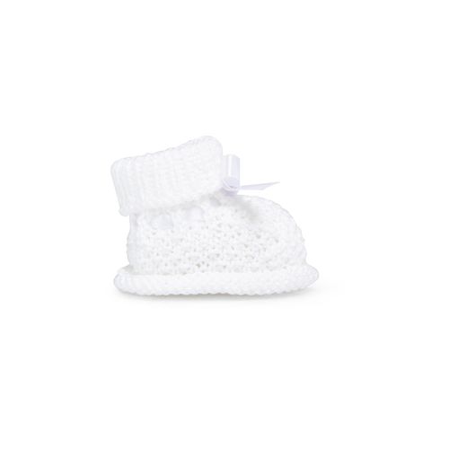 Sapatinho de Tricot Unissex com Laço de Cetim - BRANCO