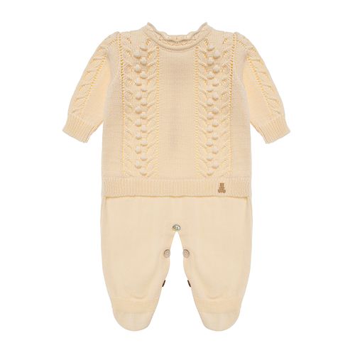 Saída de Maternidade Feminina Tricot Pala Ponto Pipoca - AMARELO