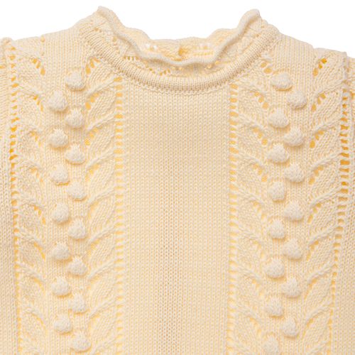 Saída de Maternidade Feminina Tricot Pala Ponto Pipoca - AMARELO
