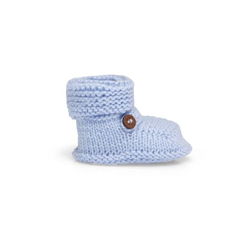 Sapatinho de Tricot com Botão - AZUL