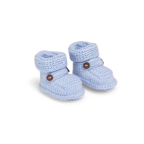 Sapatinho de Tricot com Botão - AZUL