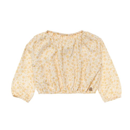 Bata Cropped de Bebê Feminina Manga Longa Mini Floral Viscose - AMARELO